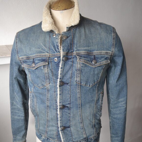 Denim Trucker Jacket/ Sherpa Lined Goodfellow Jacket/ S/M - Picture 2 of 8